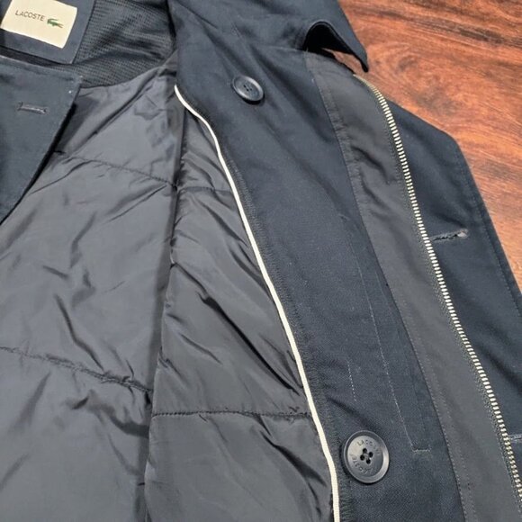 Lacoste Mens Blue Repellant Over Coat  Zip Away Hood BH1525 XL - Picture 14 of 16